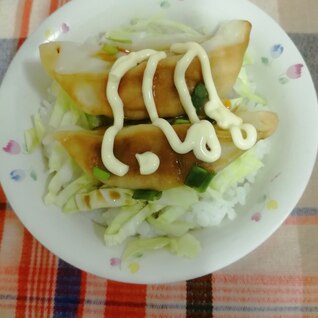 焼き餃子キャベツネギ丼